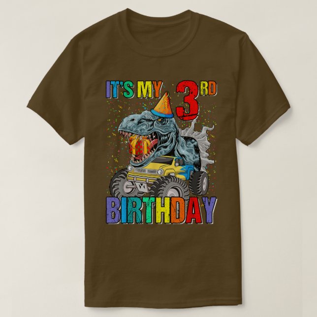 It's My 3rd Birthday Monster Truck Dinosaur Boys A T-Shirt (Design Front)