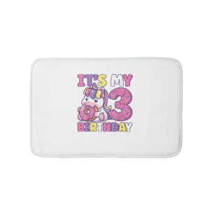 It's My 3rd Birthday Party Cute Girls Donut Birthd Bath Mat