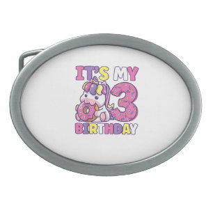 It's My 3rd Birthday Party Cute Girls Donut Birthd Belt Buckle