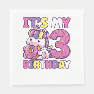 It's My 3rd Birthday Party Cute Girls Donut Birthd Napkins