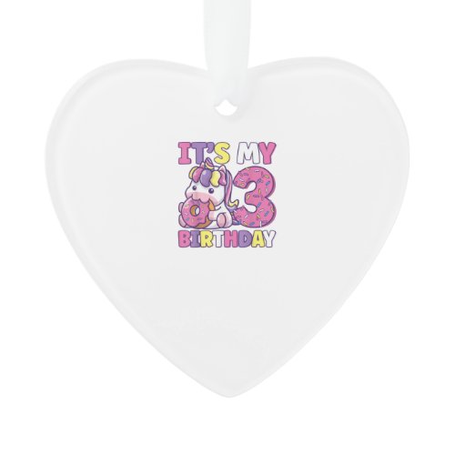 It's My 3rd Birthday Party Cute Girls Donut Birthd Ornament