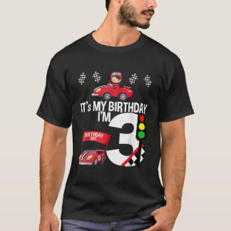 Its My 3rd Birthday Race Car Theme Birthday 3 Yrs T-Shirt