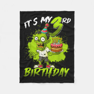 It's My 3rd Birthday Zombie 3 Years Old Happy Hall Fleece Blanket