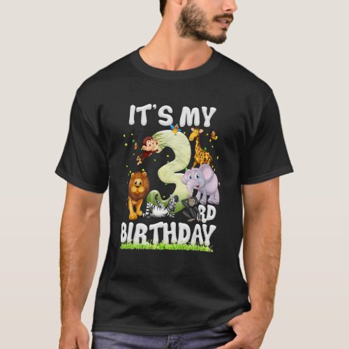 Its My 3rd Birthday Zoo Jungle Safari 3 Years Old T_Shirt