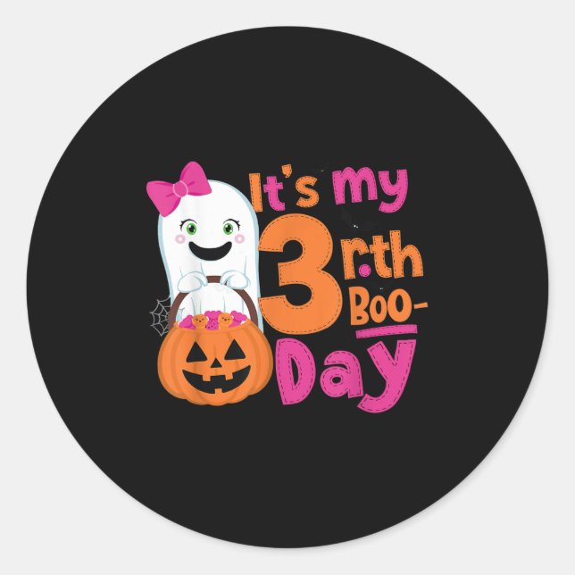 It's My 3rd Boo-day Halloween 3 Year Old Ghost Bir Classic Round Sticker (Front)