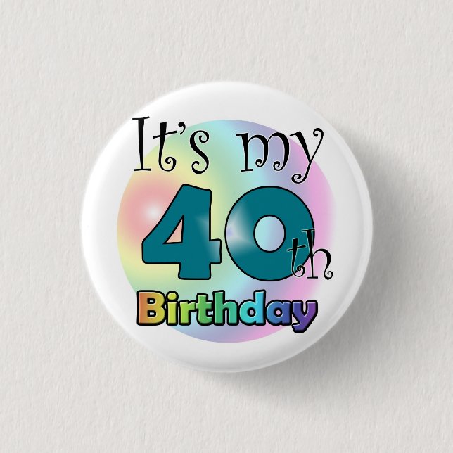 It's my 40th Birthday (Blue) Pinback Button (Front)