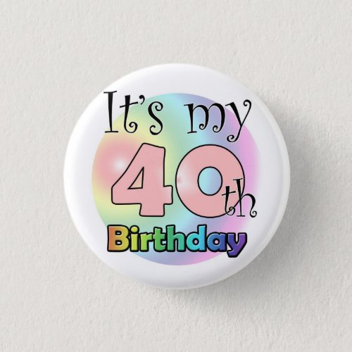 Its my 40th Birthday Pink Pinback Button