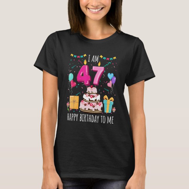 It's My 47th Birthday Cake Candle 47 Year Old Girl T-Shirt (Front)
