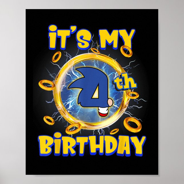 Its My 4th Birthday Boy Family Matching Party Funn Poster (Front)