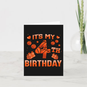 It's My 4th Birthday Bysketbyll Boys Kids Girls 4  Card