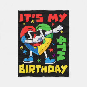 Its My 4th Birthday Dabbing Puzzle Pieces Autism A Fleece Blanket