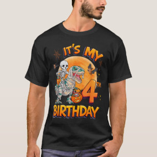 Its My 4th Birthday Dinosaur Skeleton Mummy Hallow T-Shirt