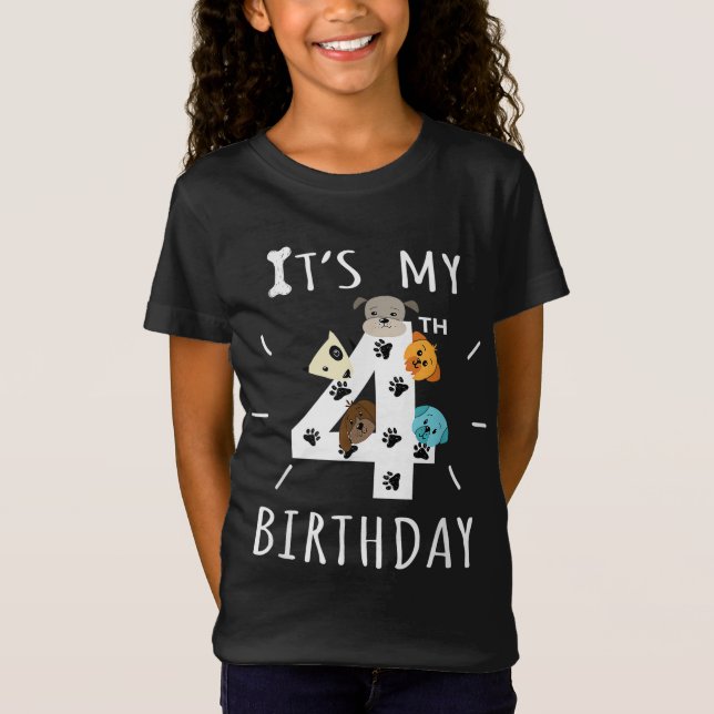 It's My 4th Birthday Dog Lover Theme 4 Years Old P T-Shirt (Front)