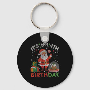 Its My 4th Birthday-funny Christmas Santa 4th Bday Keychain