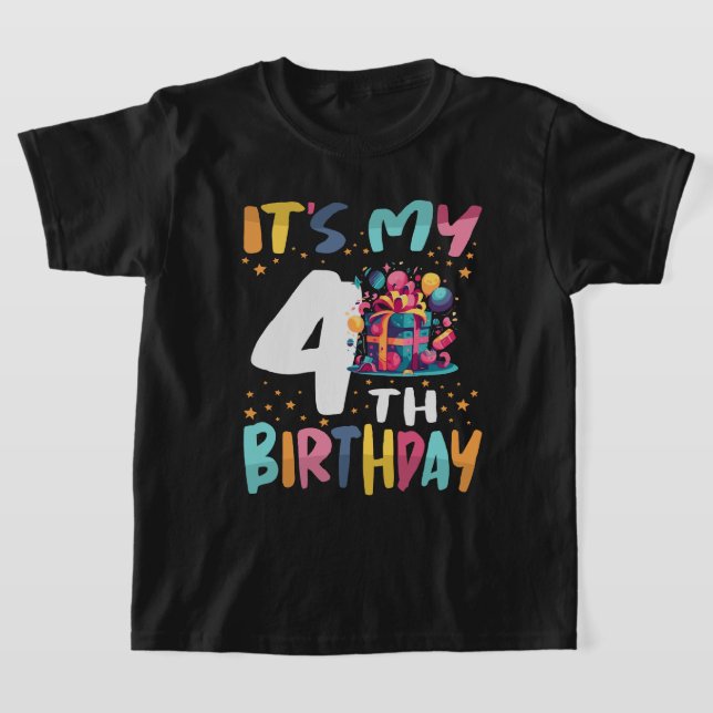 It's My 4th Birthday Happy Kids Birthday T-Shirt (Laydown)