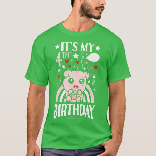 Its My 4th Birthday Pig T_Shirt