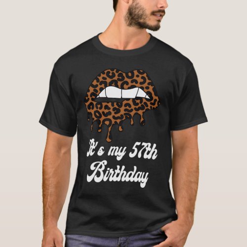ItS My 57Th Leopard Lips For  T_Shirt