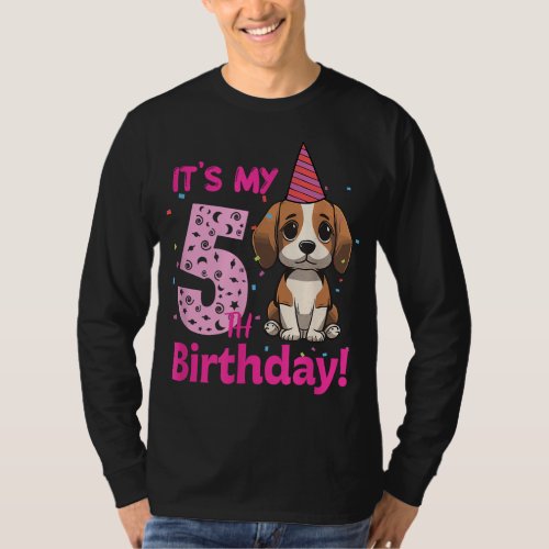 Its My 5th Birthday Beagle Dog Lover 5 Years Old  T_Shirt