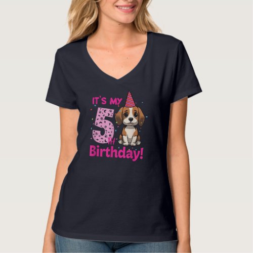 Its My 5th Birthday Beagle Dog Lover 5 Years Old  T_Shirt