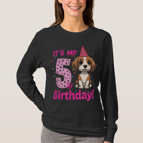 Its My 5th Birthday Beagle Dog Lover 5 Years Old  T_Shirt