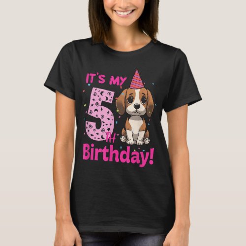 Its My 5th Birthday Beagle Dog Lover 5 Years Old  T_Shirt