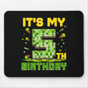 Its My 5th Birthday Boy 5 Year Old Birthday Pixel  Mouse Pad