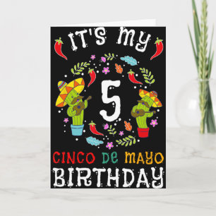 It's My 5th Birthday Cinco De Mayo Mustache Kids 5 Card