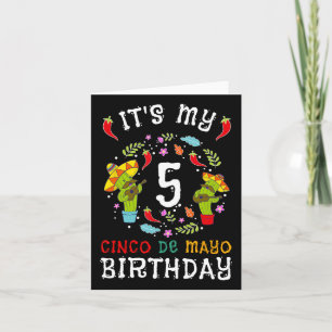 It's My 5th Birthday Cinco De Mayo Mustache Kids 5 Card
