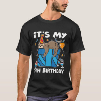 It'S My 5Th Birthday Cute Sloth Outfit Happy Birth T-Shirt