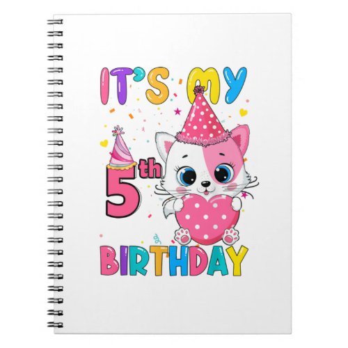 ItS My 5Th Birthday Girl Funny Cat Notebook