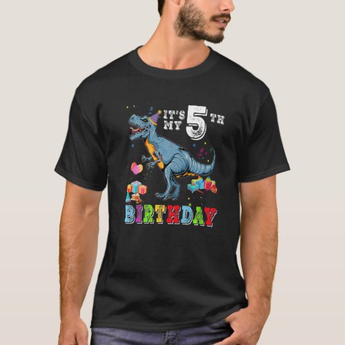 Its My 5th Birthday Happy 5 Years Dinosaur Rex Bd T_Shirt