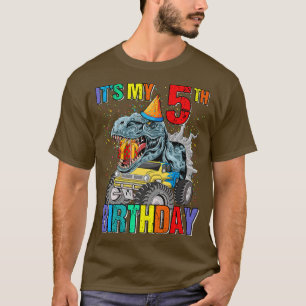 It's My 5th Birthday Monster Truck Dinosaur Boys A T-Shirt