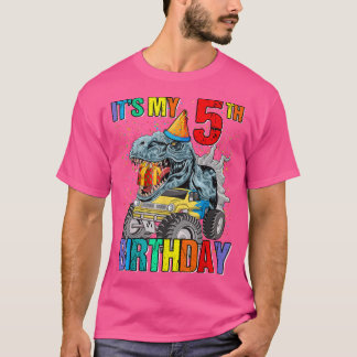 It's My 5th Birthday Monster Truck Dinosaur Boys A T-Shirt