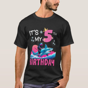 It's My 5th Birthday Ninja Cat Riding Shark 5 Year T-Shirt