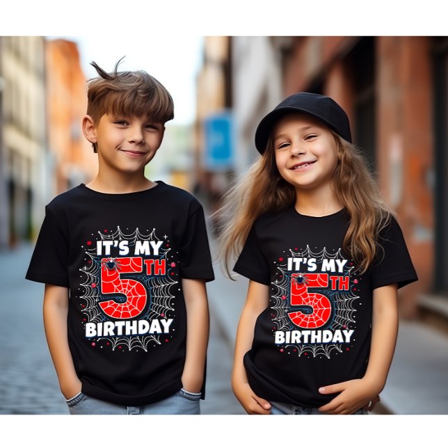 It's My 5th Birthday Spider Birthday Boy Theme Tri-Blend Shirt (Creator Uploaded)