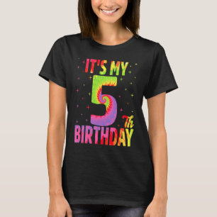 It's My 5th Birthday Tie Dye Five Years Old Birthd T-Shirt