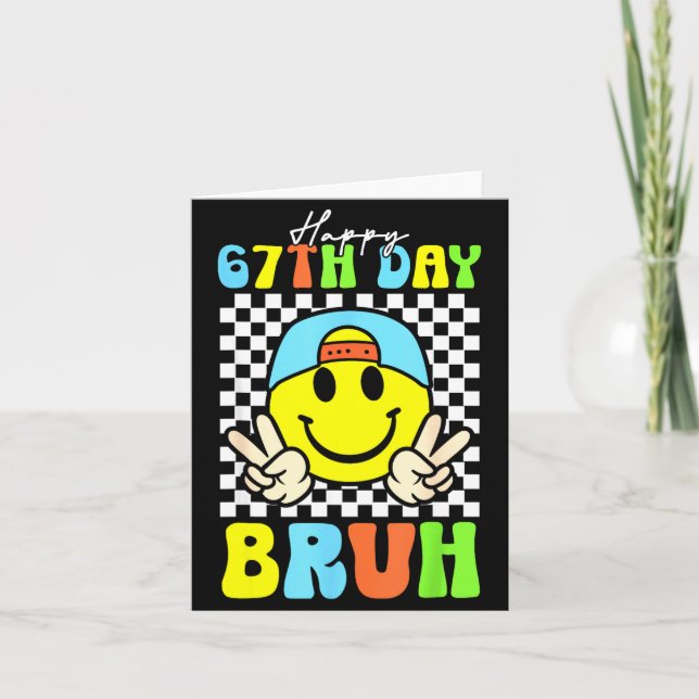 It's My 67th Day Of School Bruh Six Seven Meme Boy Card (Front)