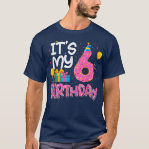 It's My 6th Birthday Funny Donut Girls Boys Party  T-Shirt