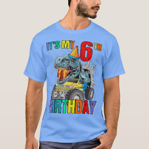 It's My 6th Birthday Monster Truck Dinosaur Boys A T-Shirt