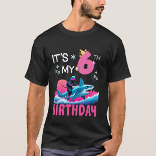 It's My 6th Birthday Ninja Cat Riding Shark 6 Year T-Shirt