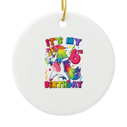 It's my 6th birthday Party 6 Years Old Cute Dabbin Ceramic Ornament