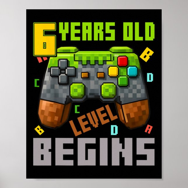 It's My 6th Birthday Pixel Gaming Controller 6 Yea Poster (Front)