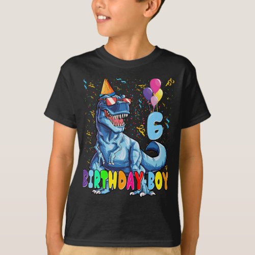 Its My 6th Birthday Shirt Dinosaur Party for 6 ye