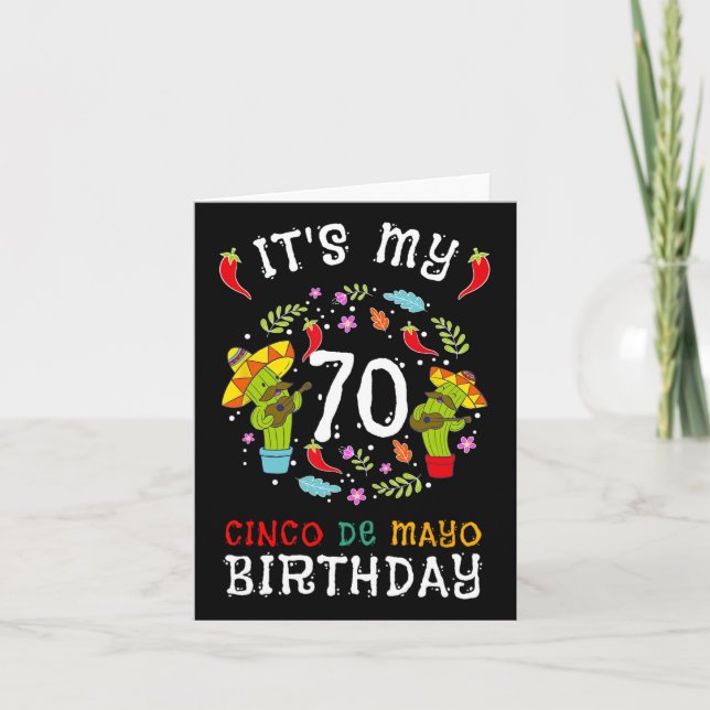 It's My 70th Birthday Cinco De Mayo Shirt Kid Men  Card (Front)