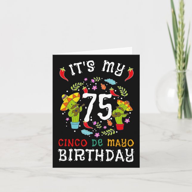It's My 75th Birthday Cinco De Mayo Mustache Men 5 Card (Front)