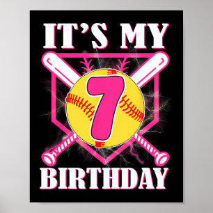 It's My 7th Birthday 7 Year Old Birthday Softll Pl Poster