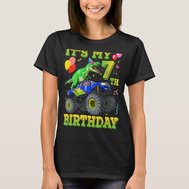 It's My 7th Birthday 7 Year Old Dinosaur Monster C T-Shirt (Front)