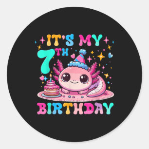 Its My 7th Birthday Axolotl Party 7 Years Old Axol Classic Round Sticker