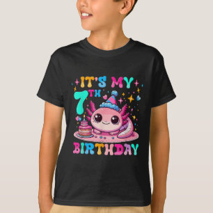 Its My 7th Birthday Axolotl Party 7 Years Old Axol T-Shirt