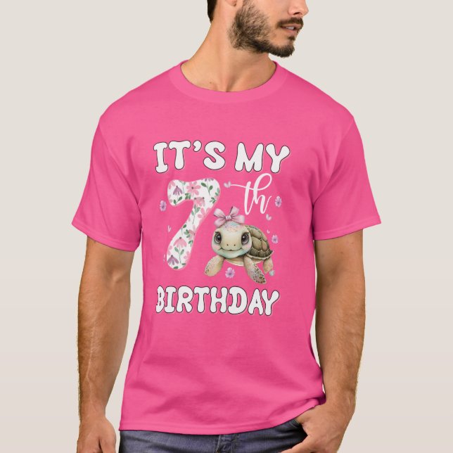 It's My 7th Birthday Cute Turtle Sea Fish Ocean An T-Shirt (Front)